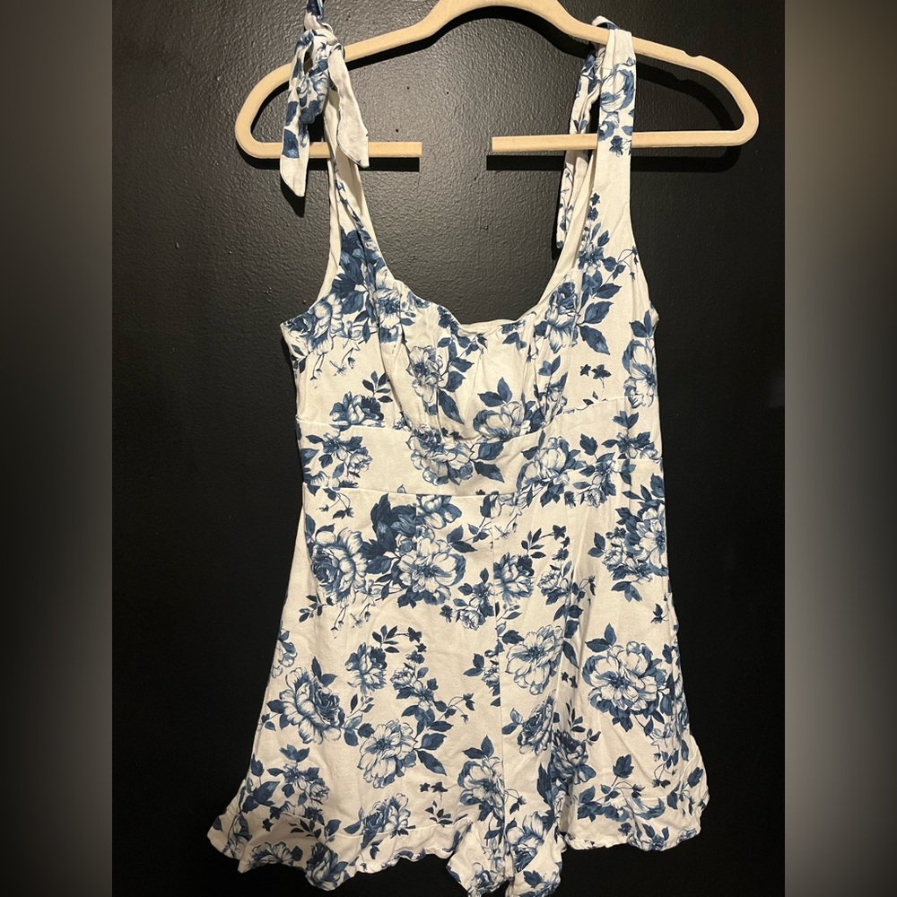 Floral Blue and White Women's Jumpsuit